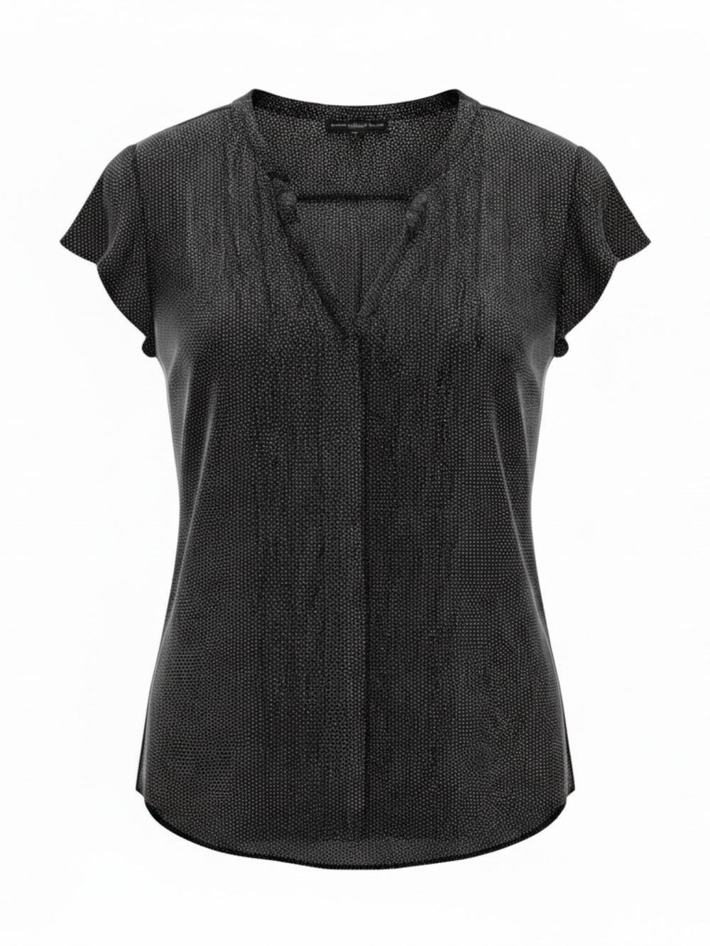 Simply Styled Black Polka Dot Ruffle Blouse Flutter Sleeve Size L